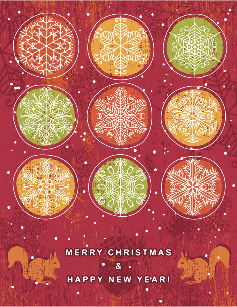 红色的圣诞背景与手绘雪花图片下载