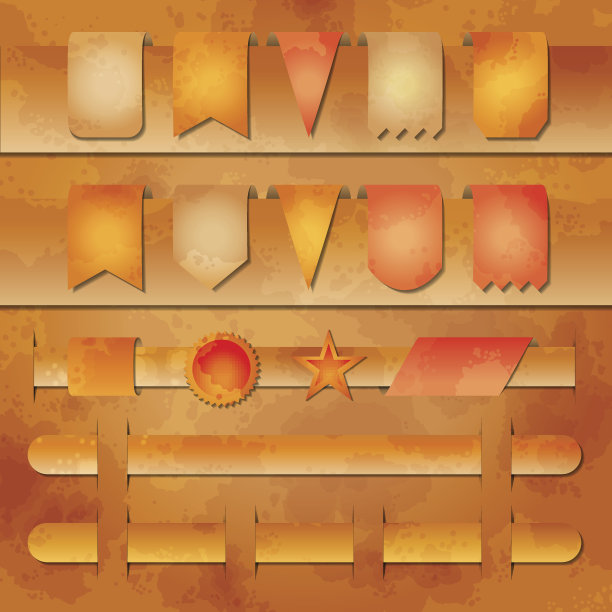 矢量集的旗帜和标签标签为网页设计图片下载