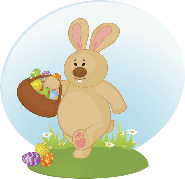 带彩蛋的复活节兔子。向量图片下载