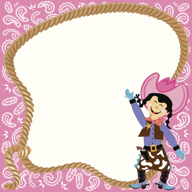 可爱的女牛仔生日派对邀请图片下载