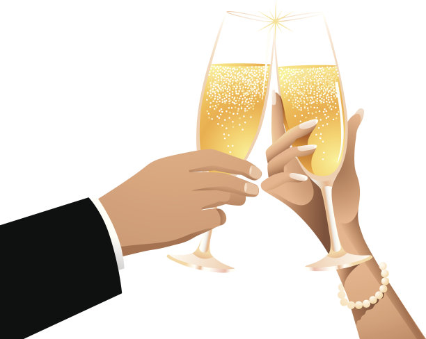 卡通男男女女用香槟祝酒图片下载