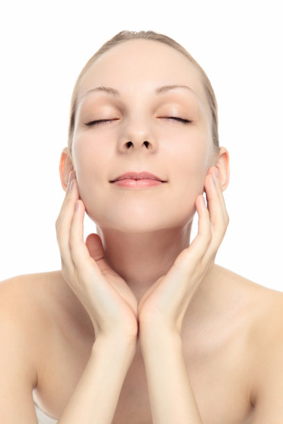 年轻的白人女性面对着这只手图片下载