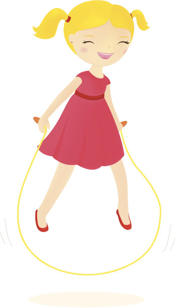 跳绳的女孩。图片下载