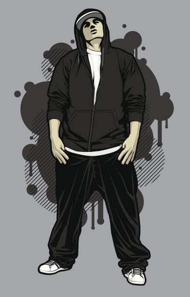 男嘻哈服装模特:拉链帽衫姿势图片下载