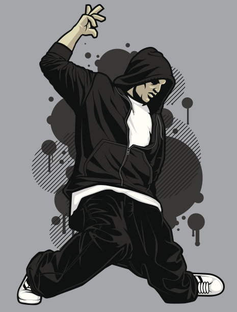 男嘻哈服装模特:拉链帽衫舞者图片下载