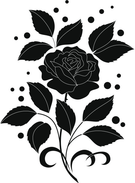 玫瑰花和纸屑，剪影图片下载