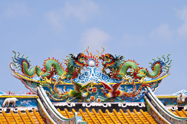 寺庙中的中国龙图片下载