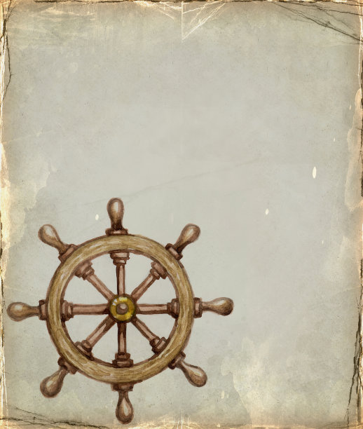 方向盘的水彩画在旧纸上图片下载