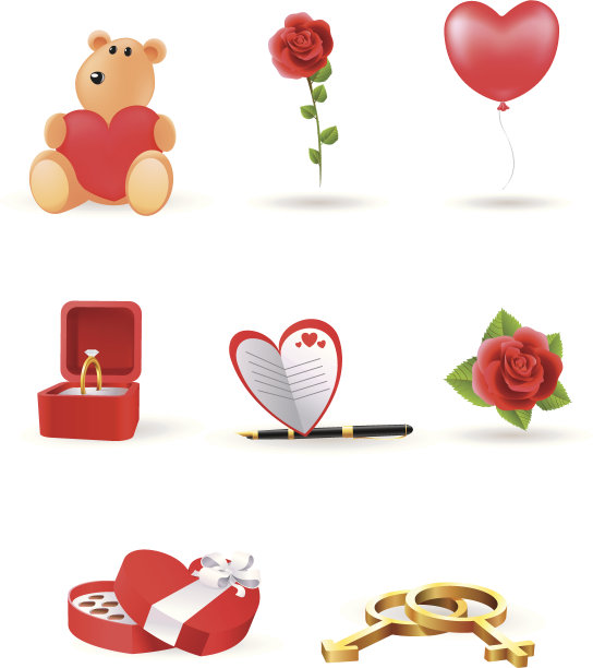 情人节矢量图标设置图片下载