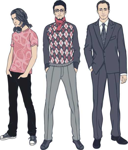 矢量插图设置了三个不同年龄的男人图片下载