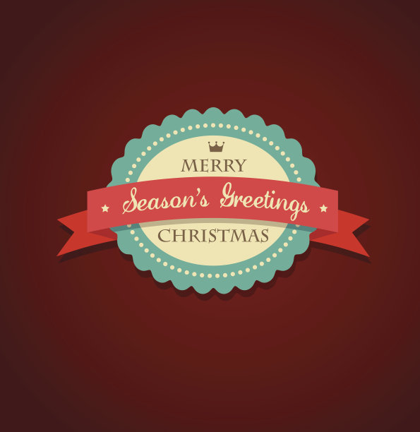 圣诞复古背景贴纸和丝带图片下载