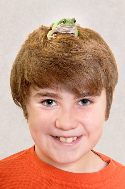 男孩和宠物青蛙图片下载