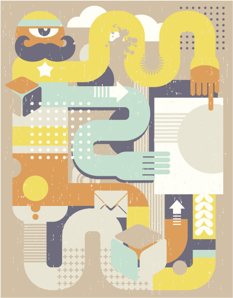 抽象复古的人与纸。图片下载