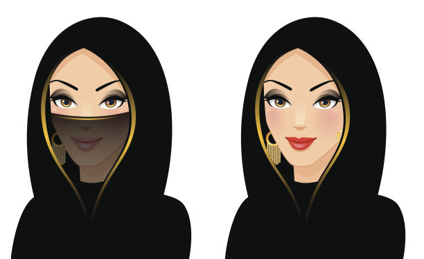 戴着面纱的东方女孩图片下载