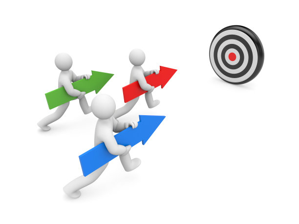 一群人拿着彩色的箭，朝着目标跑去图片下载