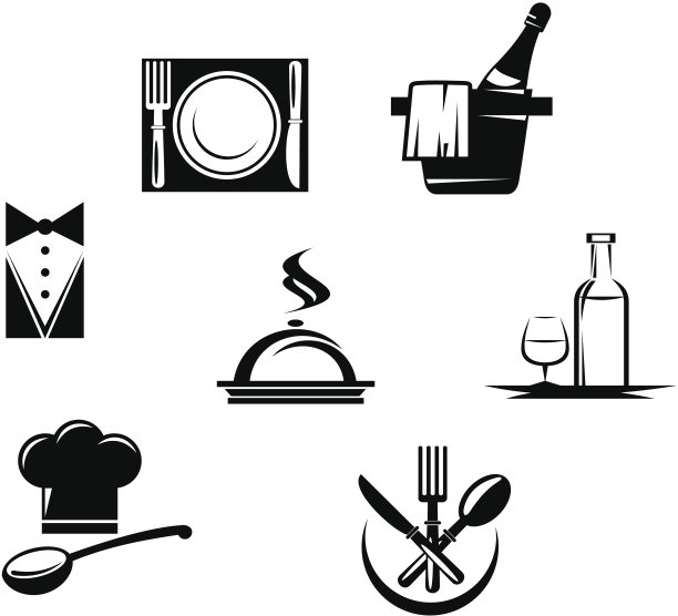 餐厅图标和菜单元素图片下载