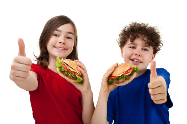 吃三明治的孩子表现出OK的迹象图片下载