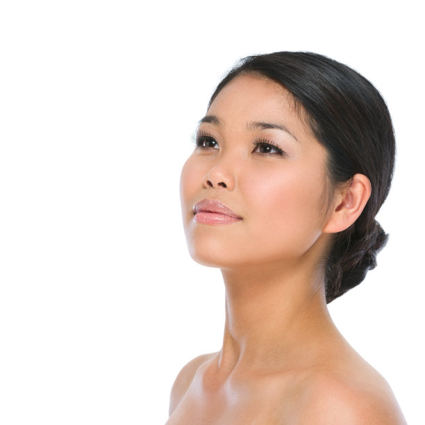 美丽的肖像健康的亚洲褐发女人孤立在白色图片下载