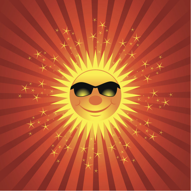 快乐的太阳在闪闪发光的爆发背景图片下载