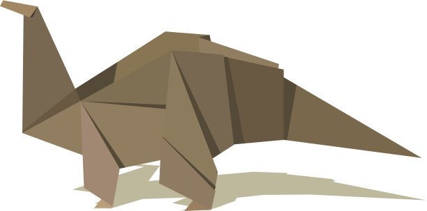 色彩柔和的复古折纸恐龙。图片下载