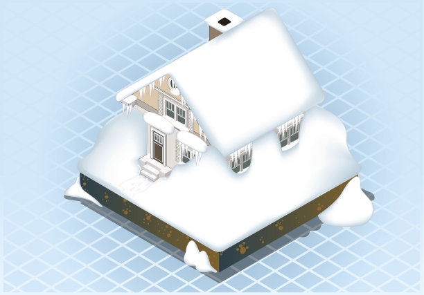 等距非常坚硬的雪盖房子图片下载