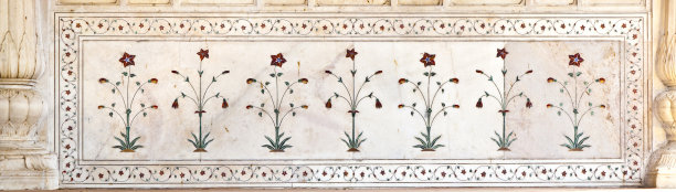 镶嵌大理石，圆柱和拱门，红堡，德里，印度图片下载