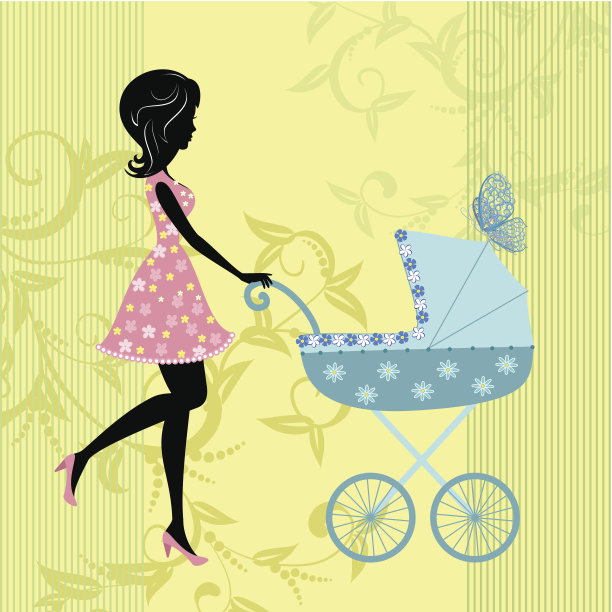 推着婴儿车的女人图片下载