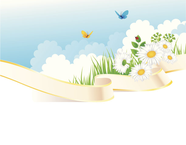 夏季背景草和丝带图片下载