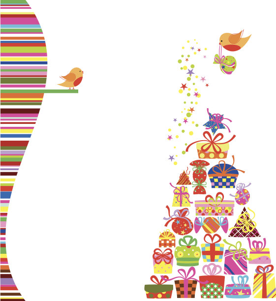 圣诞贺卡彩色礼物图片下载