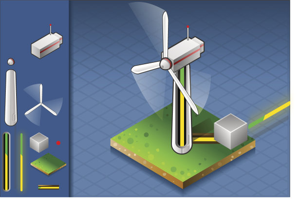 通过风力涡轮机等距生产和运输能源图片下载