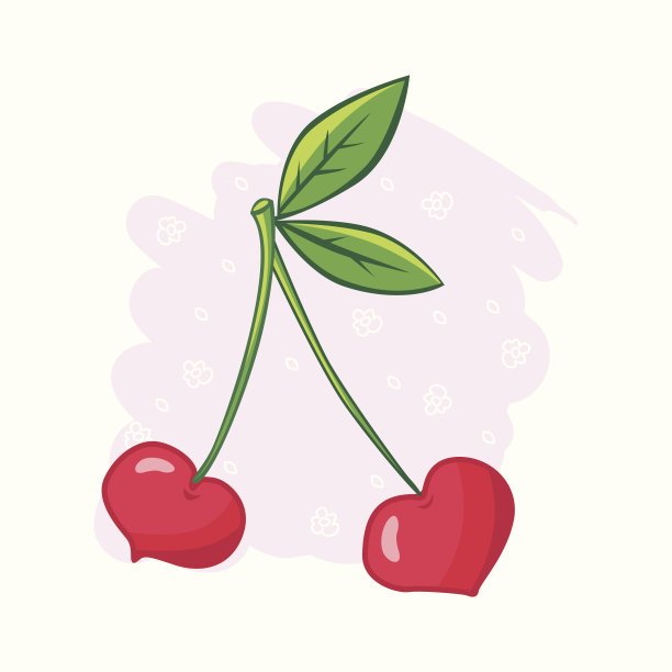 两个心形的樱桃图片下载