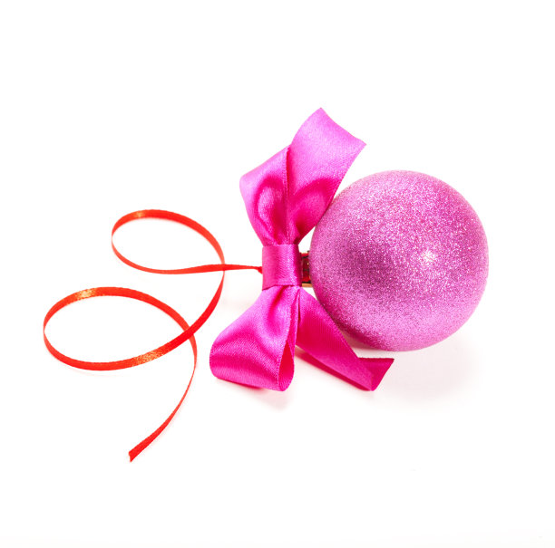 圣诞球与弓孤立在白色的背景图片下载