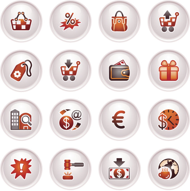 商务图标。黑红色系列。图片下载