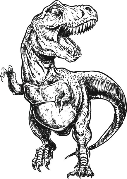 手绘霸王龙恐龙矢量插图图片下载