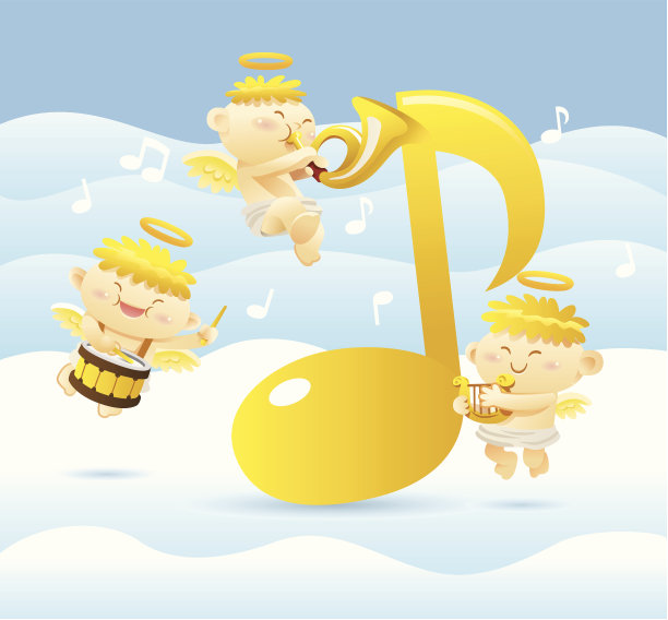 可爱的天使演奏音乐图片下载