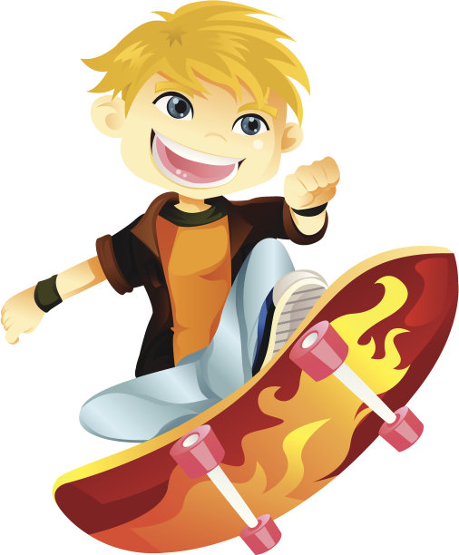 滑板男孩素材图片