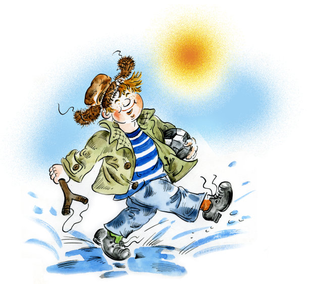 快乐可爱的男孩走过水坑图片下载