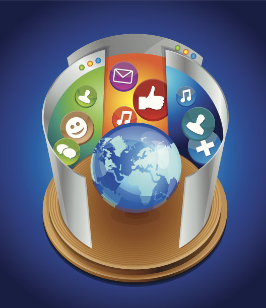 互联网概念-向量全球和明亮的网页图片下载