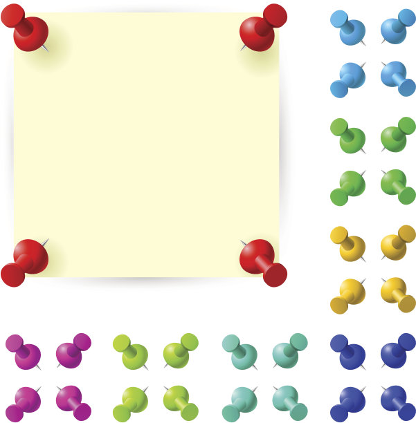 带有红色图钉的空白便利贴图片下载