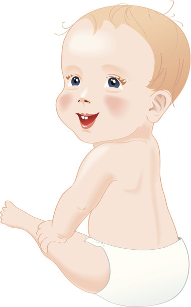 婴儿在尿布里微笑图片下载