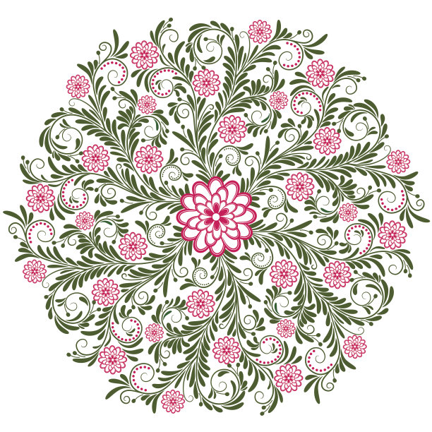 复古花圆图案图片下载
