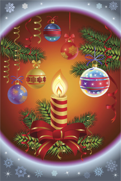 圣诞蜡烛和霜冻图片下载