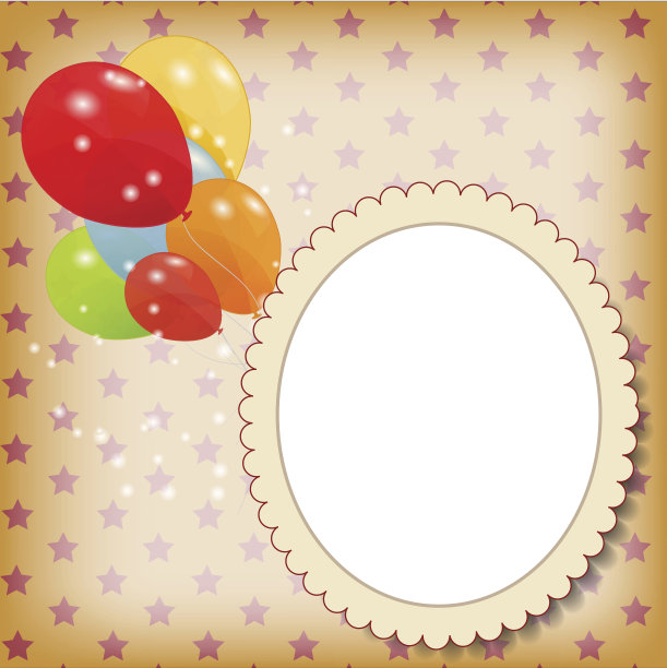 带彩色气球的生日卡，矢量插图图片下载
