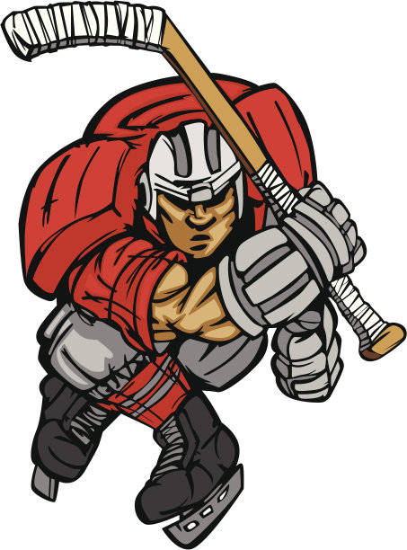 冰球运动员溜冰矢量卡通图片下载