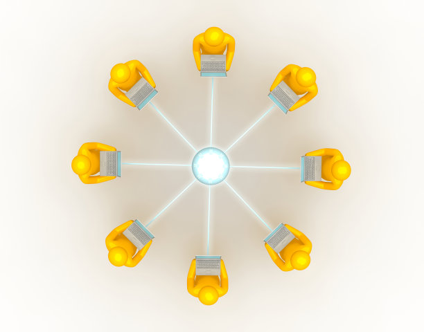 笔记本电脑网络连接俯视图图片下载