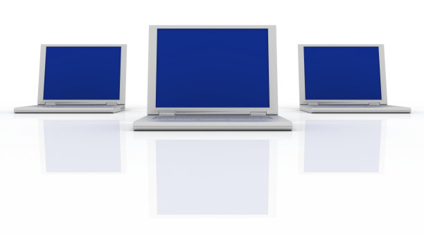 三台银色笔记本电脑(完全隔离在白色上)图片下载