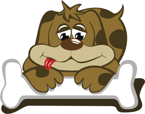 非常满足的狗与它的骨头图片下载