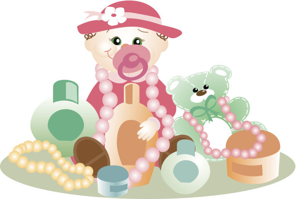 女孩玩化妆品和项链图片下载