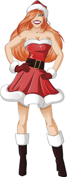 圣诞节穿着性感圣诞老人衣服的女人图片下载