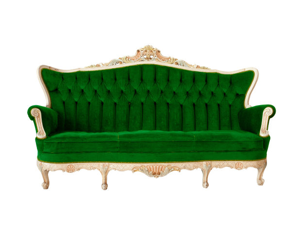 复古豪华沙发颜色绿色在白色的背景图片下载